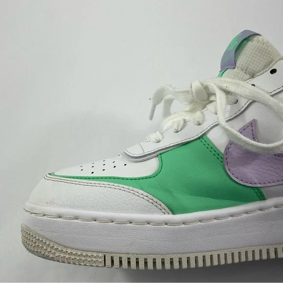 NIKE AIR FORCE 1 #CU8591-103 Shadow White Green Purple Sneakers Women’s 9.5 - Picture 10 of 14